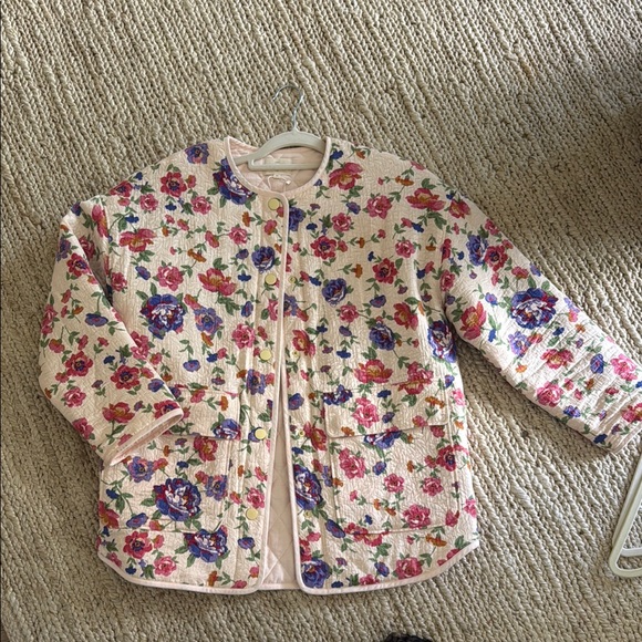 Sezane Floral Cream Jacket with Multicolor Roses - Picture 2 of 7